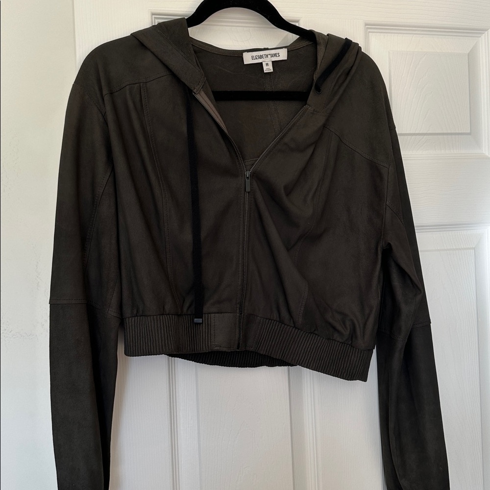 Elizabeth and James leather hooded jacket